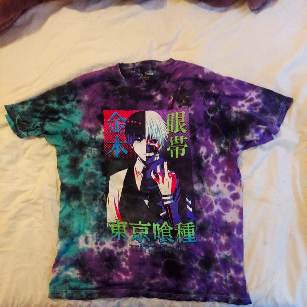 Anime tshirt size med tie-dye multi color